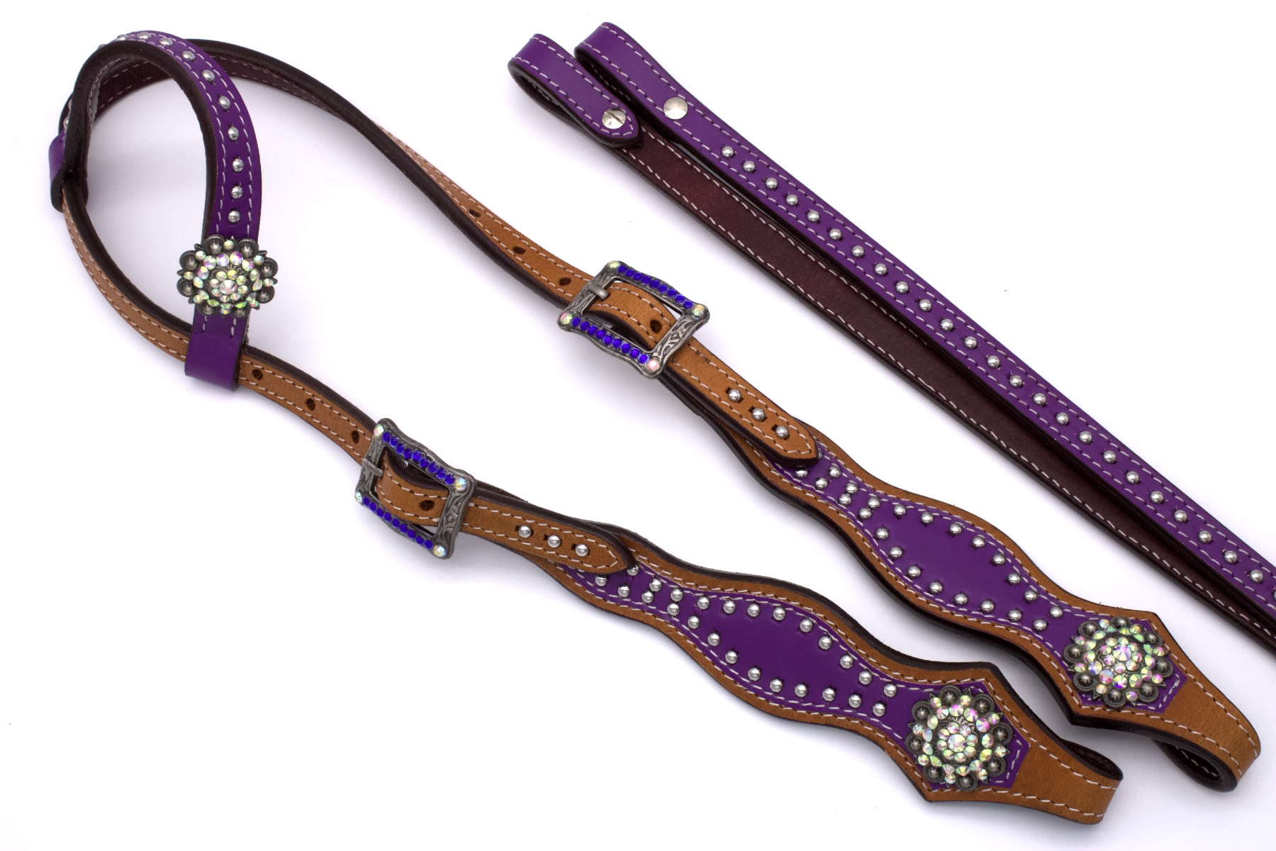 westerntrense-lila-zu-SW113166PH88LPZ5QY2L Einohr Westerntrense lila mit klaren Conchos