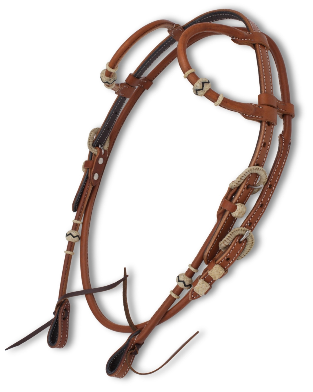 Zweiohr Westerntrense mit Genickriemen und Rohhaut-Akzenten aus amerikanischem Leder Zweiohr Westerntrense mit Genickriemen und Rohhaut-Akzenten aus amerikanischem Leder