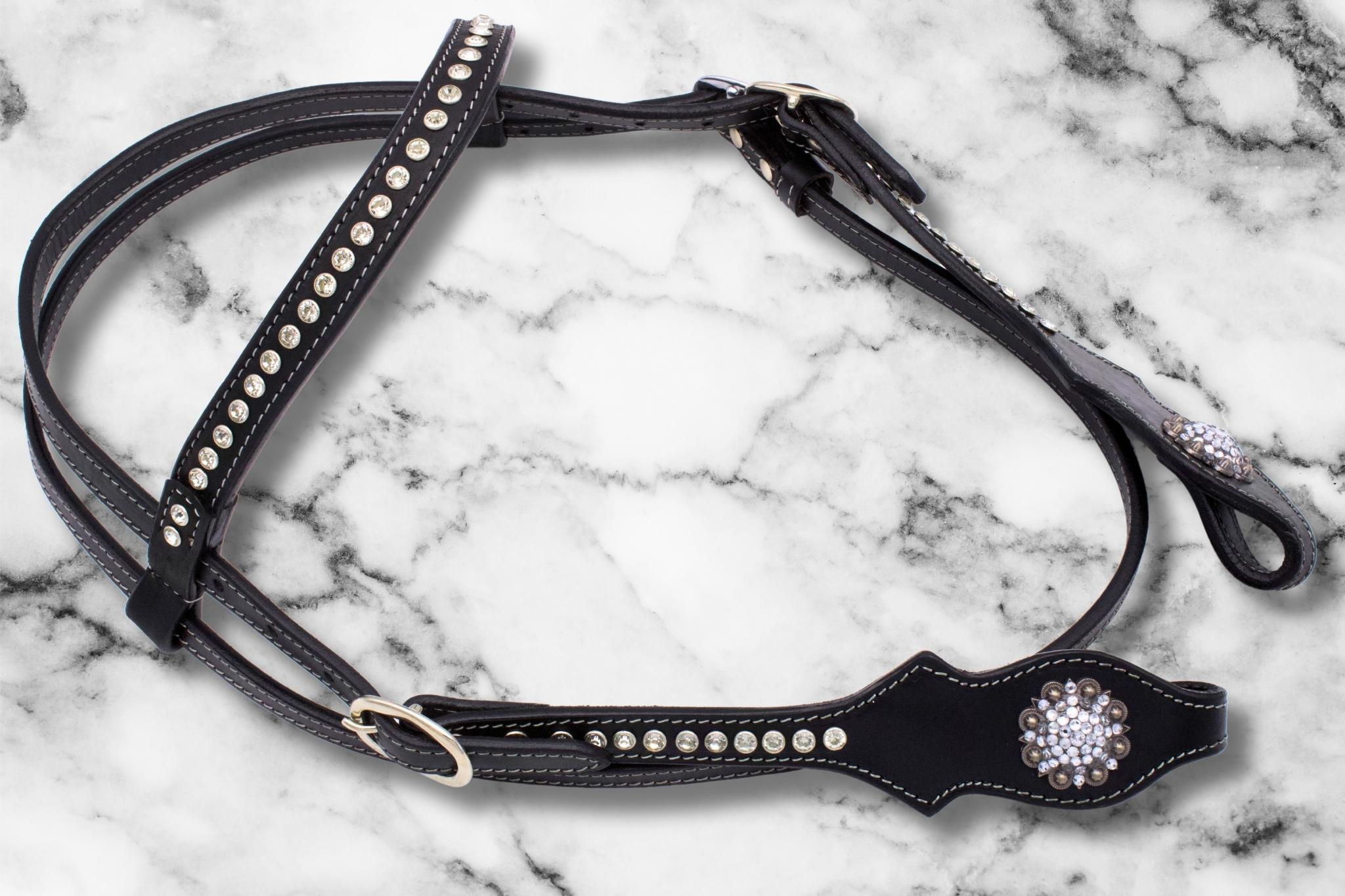 Elegante Westerntrense schwarz mit klaren Strasssteinchen Elegante Westerntrense schwarz mit klaren Strasssteinchen