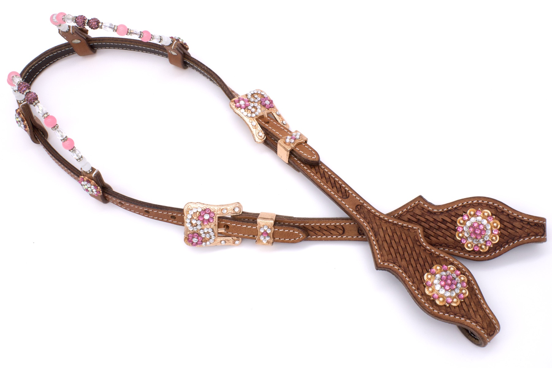 SW11398-zweiohr-Westerntrense-pink Zweiohr Show Westerntrense Pink/Rosegold mit Perlen-Earloop