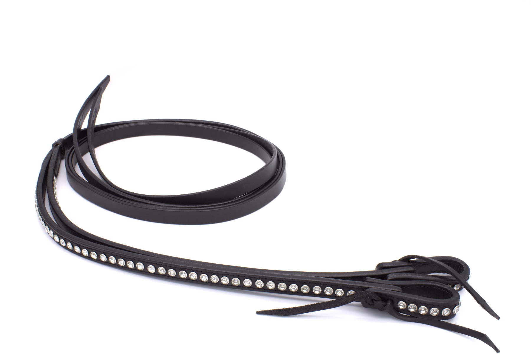 Split Reins Westernzügel, schwarz, mit Glitzersteinchen, Breite 5/8, 16 mm, waterloop, allblack