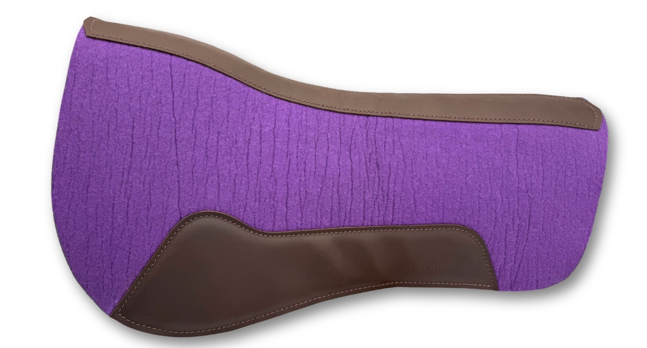 Western felt pad purple roundskirt short with dark brown leather 74 x 79 cm 