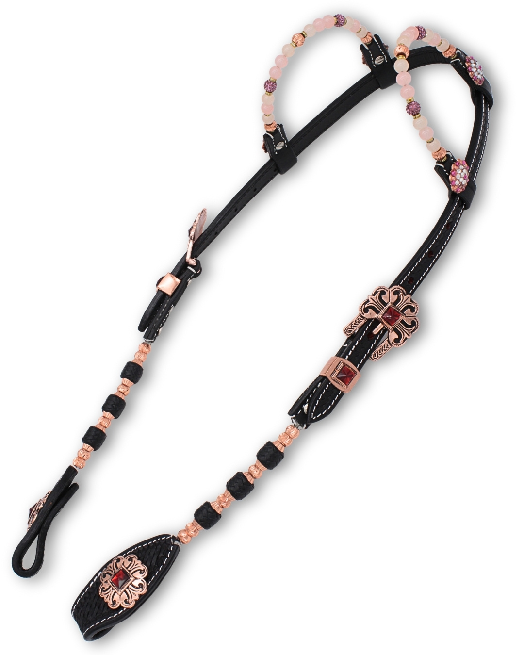 Zweiohr Westerntrense Schwarz Rosegold mit Perlen-Earloop Zweiohr Westerntrense Schwarz Rosegold mit Perlen-Earloop