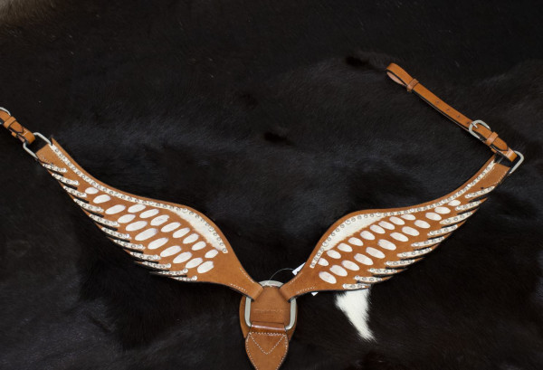 Wings Show Westernvorderzeug in Flügelform, weiß mit Strasssteinen