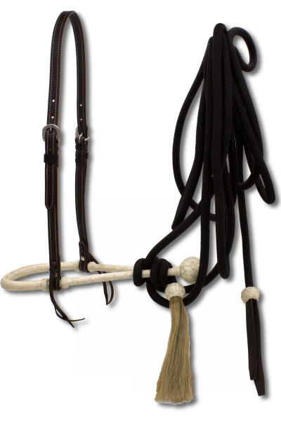 Bosal, Set mit Hanger und Nylonl Mecate, aus Leder & Rohhaut, oiled leather